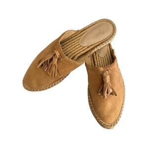 Joie Tan Suede Slide On Tasseled Mules 39